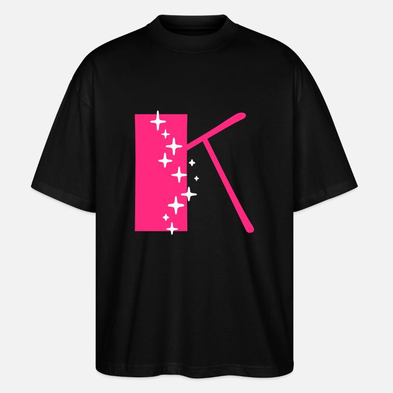 Buchstabe K Glitzer - Stanley/Stella Oversized Unisex Bio T-Shirt Blaster 2.0 - Schwarz