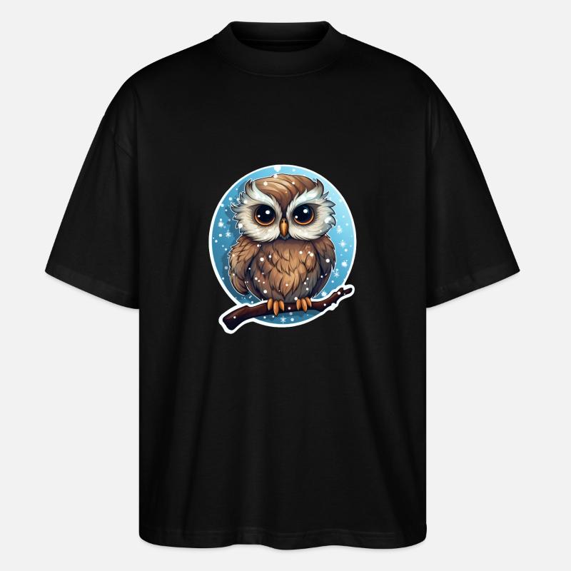 Winter süsse Eule - Stanley/Stella Oversized Unisex Bio T-Shirt Blaster 2.0 - Schwarz