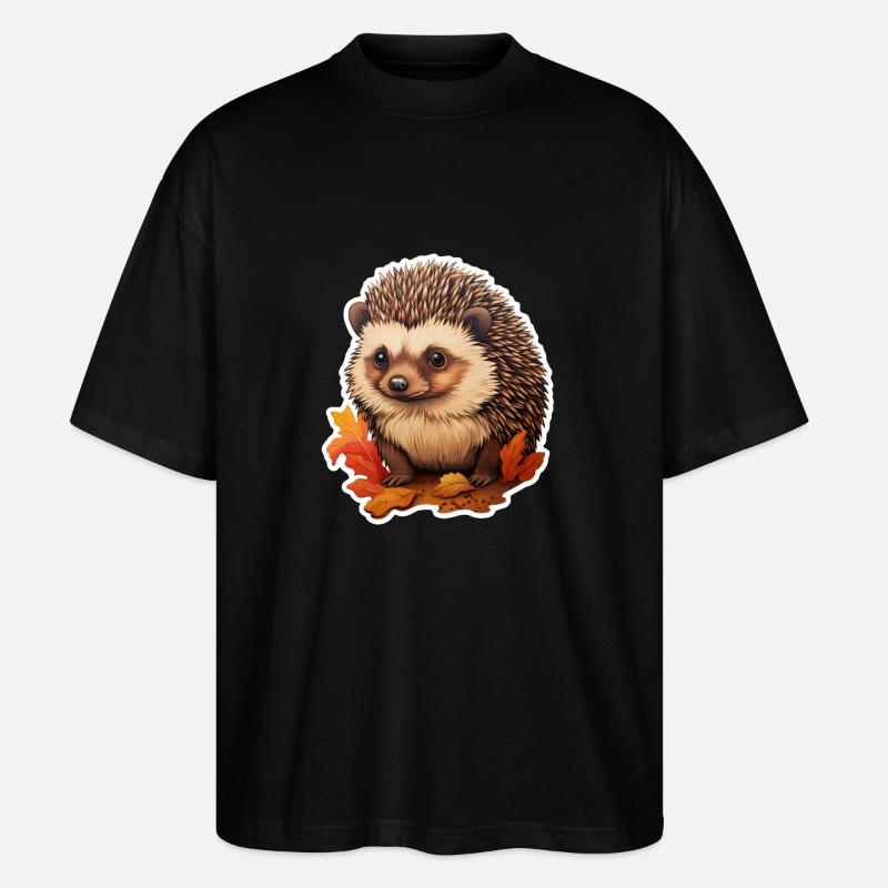 Igel mit Blättern - Stanley/Stella Oversized Unisex Bio T-Shirt Blaster 2.0 - Schwarz