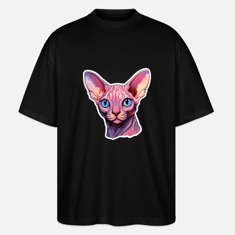 Tête de chat Sphynx - T-shirt bio Blaster 2.0 coupe oversize Stanley/Stella Unisexe - noir