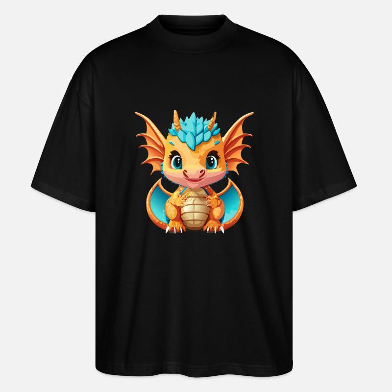 Drachen Blau Orange - Stanley/Stella Oversized Unisex Bio T-Shirt Blaster 2.0 - Schwarz