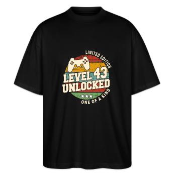 Jahrgang Geboren einen Monat 1981 Geburtstag - Stanley/Stella Oversized Unisex Bio T-Shirt Blaster 2.0 - Schwarz - Vorne - Alina (178cm) & Michal (187cm)