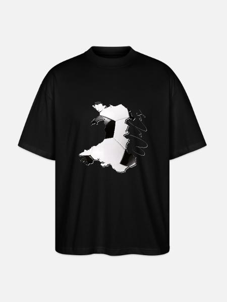 Wales kart rammer ekte fotball EN - Stanley/Stella Blaster 2.0 Økologisk Oversized Unisex T-skjorte - svart