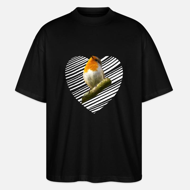Rotkehlchen Singvogel - Stanley/Stella Oversized Unisex Bio T-Shirt Blaster 2.0 - Schwarz