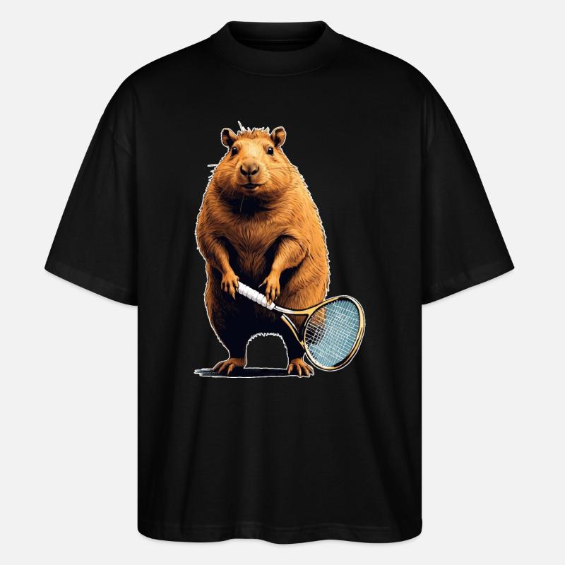 Capybara Tennis - Stanley/Stella Oversized Unisex Bio T-Shirt Blaster 2.0 - Schwarz