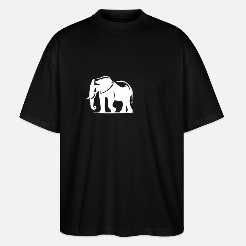 Grande silhouette d’éléphant avec défenses - T-shirt bio Blaster 2.0 coupe oversize Stanley/Stella Unisexe - noir