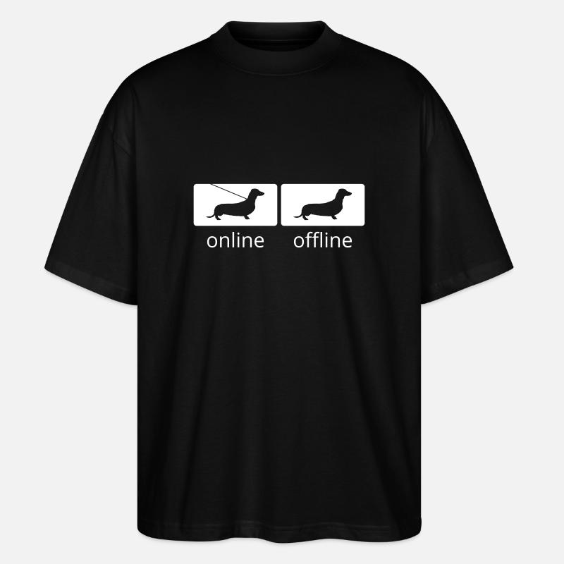 Dackel - Online/Offline - Stanley/Stella Oversized Unisex Bio T-Shirt Blaster 2.0 - Schwarz