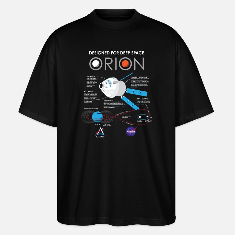 NASA Bauplan Orion Raumschiff - Stanley/Stella Oversized Unisex Bio T-Shirt Blaster 2.0 - Schwarz