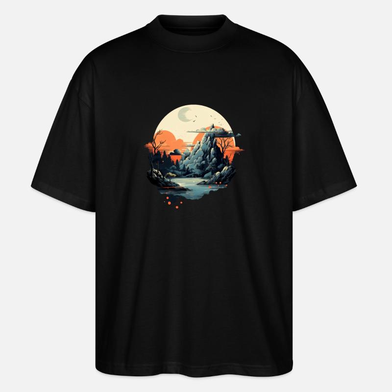 Landschaft - Stanley/Stella Oversized Unisex Bio T-Shirt Blaster 2.0 - Schwarz