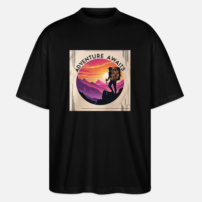 Adventure Awaits - Stanley/Stella Oversized Unisex Bio T-Shirt Blaster 2.0 - Schwarz
