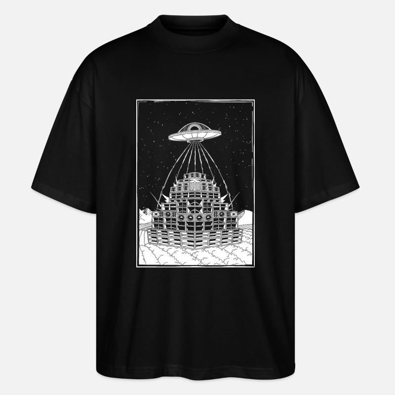 Rave Party Alien UFO Soundsystem - Stanley/Stella Oversized Unisex Bio T-Shirt Blaster 2.0 - Schwarz