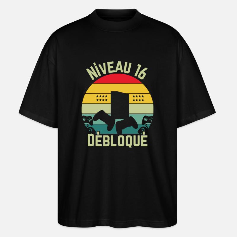 Niveau 16 Débloqué - T-shirt bio Blaster 2.0 coupe oversize Stanley/Stella Unisexe - noir