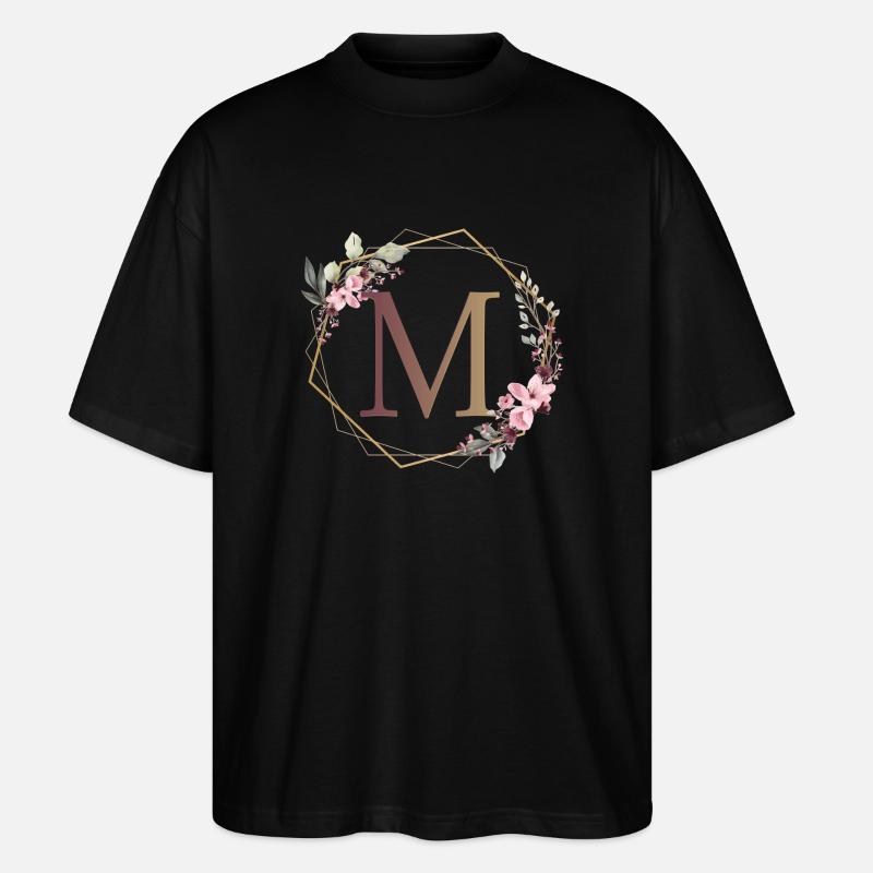 M surrounded by flowers - Stanley/Stella Oversized Unisex Organic T-shirt Blaster 2.0 - black