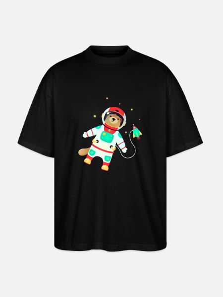 Otter Cosmonaut Suit - Otter Space - Stanley/Stella Oversized Unisex Organic T-shirt Blaster 2.0 - black