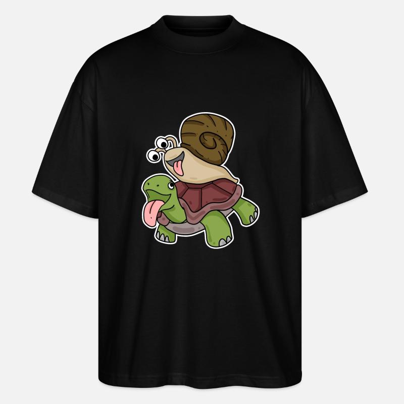 Tortue et escargot - T-shirt bio Blaster 2.0 coupe oversize Stanley/Stella Unisexe - noir
