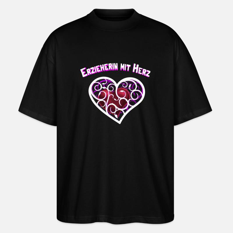 Erzieherin mit Herz - Stanley/Stella Oversized Unisex Bio T-Shirt Blaster 2.0 - Schwarz
