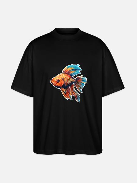 Fisch bunt - Stanley/Stella Oversized Unisex Bio T-Shirt Blaster 2.0 - Schwarz