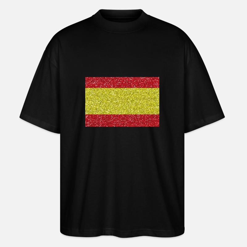 Espagne bannière drapeau espagnol Glitter - T-shirt bio Blaster 2.0 coupe oversize Stanley/Stella Unisexe - noir