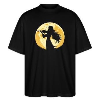 Violon pleine lune - T-shirt bio Blaster 2.0 coupe oversize Stanley/Stella Unisexe - noir - Devant - Alina (178cm) & Michal (187cm)