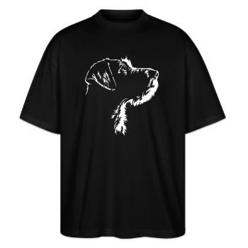 Drahthaar Vizsla Hund Hunde Vischel Wilsigns - Stanley/Stella Oversized Unisex Bio T-Shirt Blaster 2.0 - Schwarz - Vorne - Alina (178cm) & Michal (187cm)