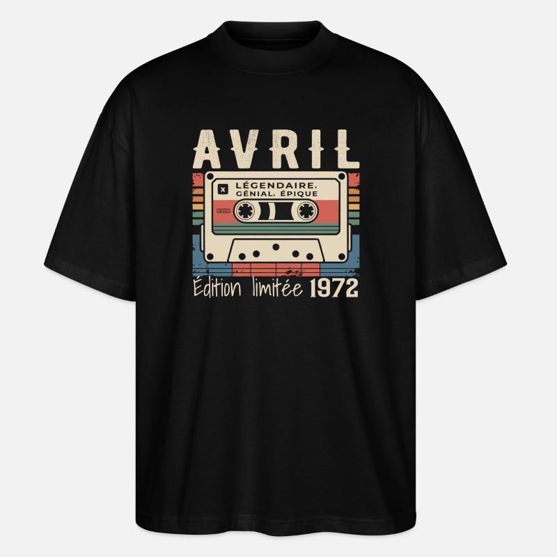 avril 1972 April 1972  - T-shirt bio Blaster 2.0 coupe oversize Stanley/Stella Unisexe - noir