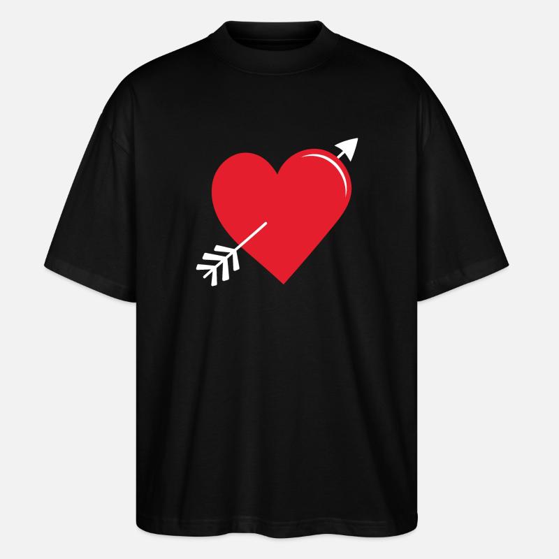 Pfeilherz Rot - Stanley/Stella Oversized Unisex Bio T-Shirt Blaster 2.0 - Schwarz