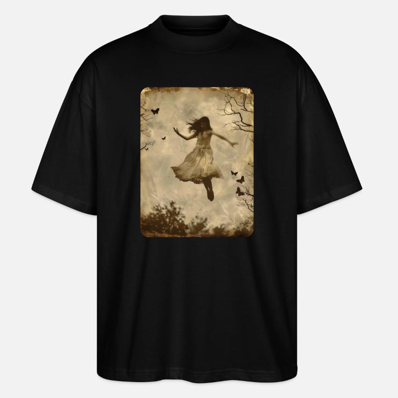 Das schwebende Mädchen - Stanley/Stella Oversized Unisex Bio T-Shirt Blaster 2.0 - Schwarz