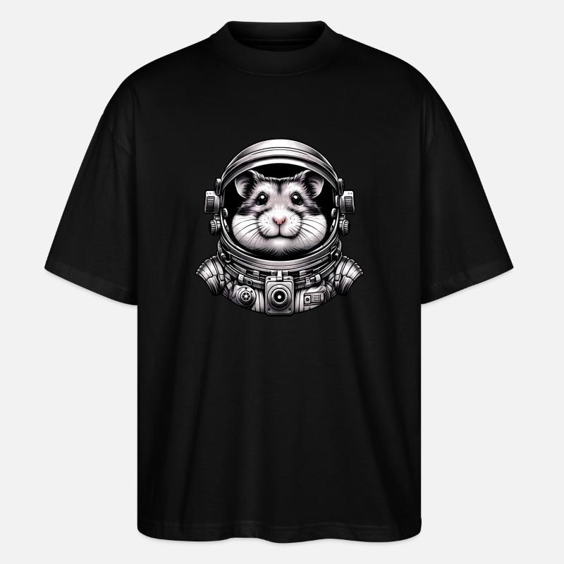 Hamster Astronaut: Space Adventure - Stanley/Stella Oversized Unisex Organic T-shirt Blaster 2.0 - black
