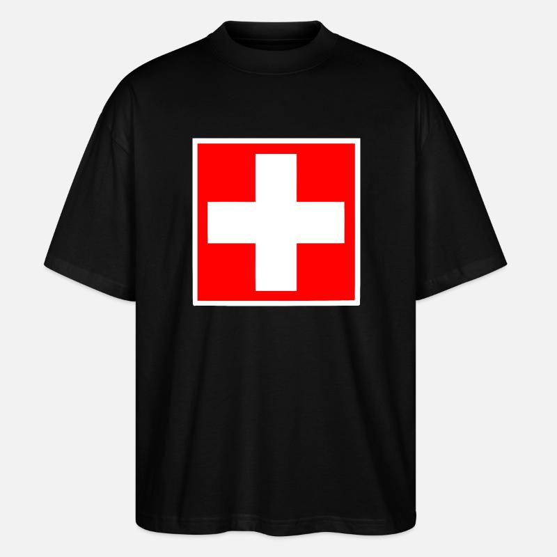 schweiz - Stanley/Stella Oversized Unisex Bio T-Shirt Blaster 2.0 - Schwarz