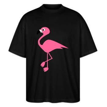 Flamingo - Stanley/Stella Oversized Unisex Bio T-Shirt Blaster 2.0 - Schwarz - Vorne - Alina (178cm) & Michal (187cm)