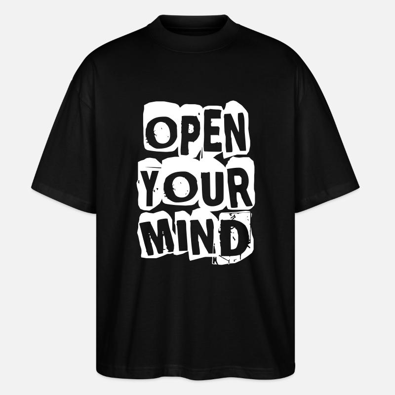 Open Your Mind - Stanley/Stella Oversized Unisex Bio T-Shirt Blaster 2.0 - Schwarz