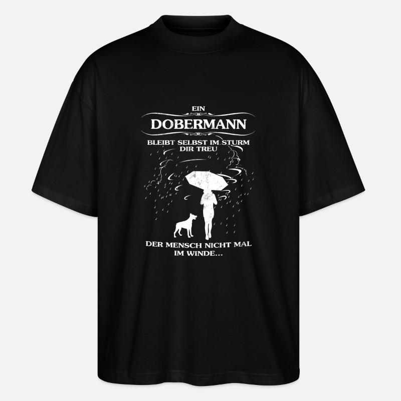 Frauen-Hundeshirt mit Dobermann - Stanley/Stella Oversized Unisex Bio T-Shirt Blaster 2.0 - Schwarz