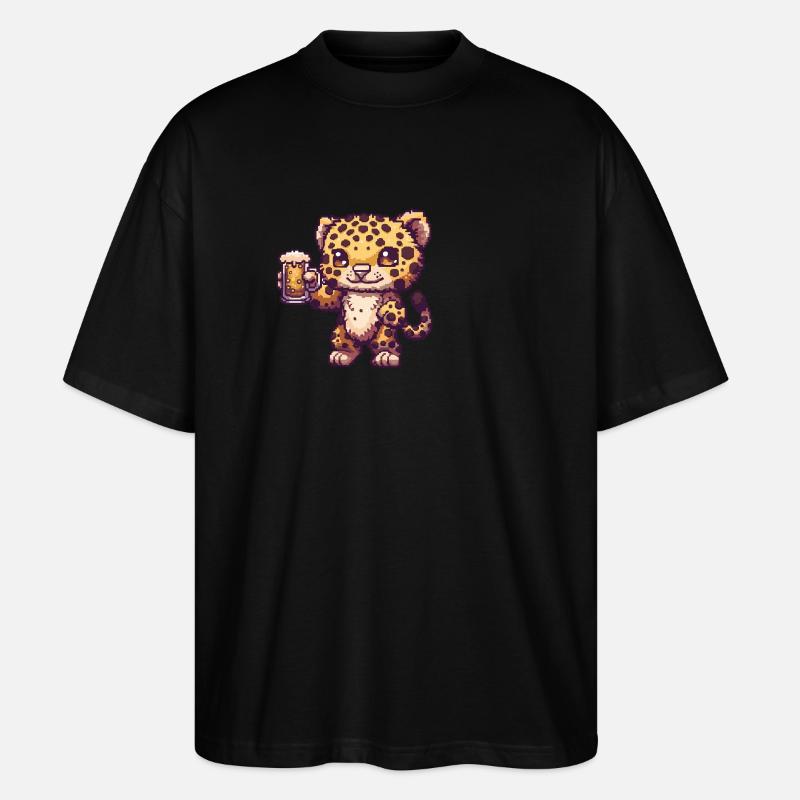 Léopard bière pixel - T-shirt bio Blaster 2.0 coupe oversize Stanley/Stella Unisexe - noir