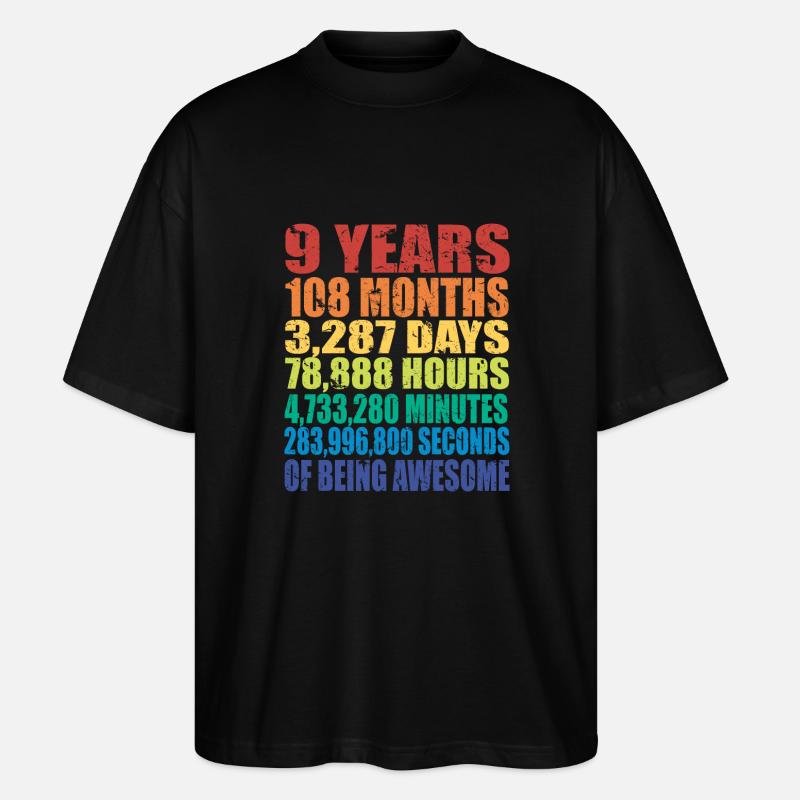 Funny 9th Birthday Gift, Age 9 Years Old - Stanley/Stella Oversized Unisex Organic T-shirt Blaster 2.0 - black
