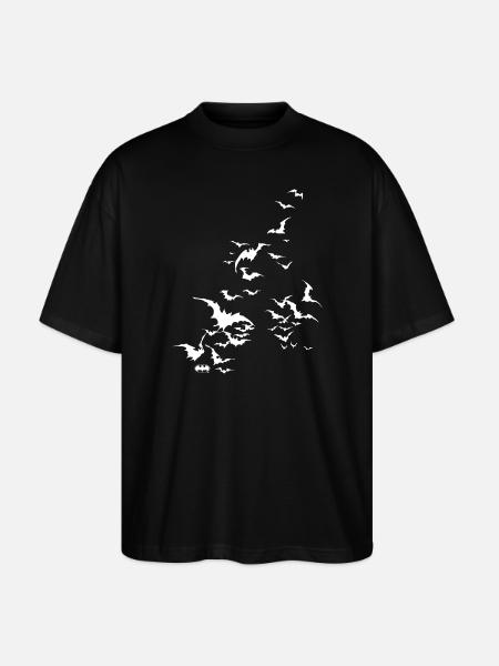 Batman Bat Swarm White - Stanley/Stella Oversized Unisex Organic T-shirt Blaster 2.0 - black