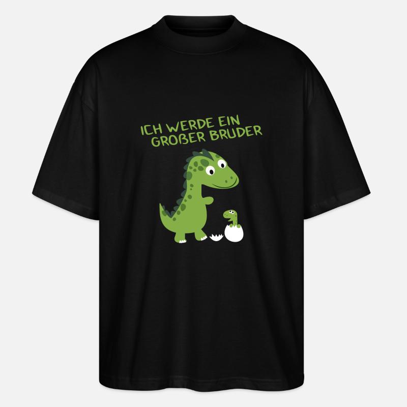 Kinder Großer Bruder Dinosaurier - Stanley/Stella Oversized Unisex Bio T-Shirt Blaster 2.0 - Schwarz