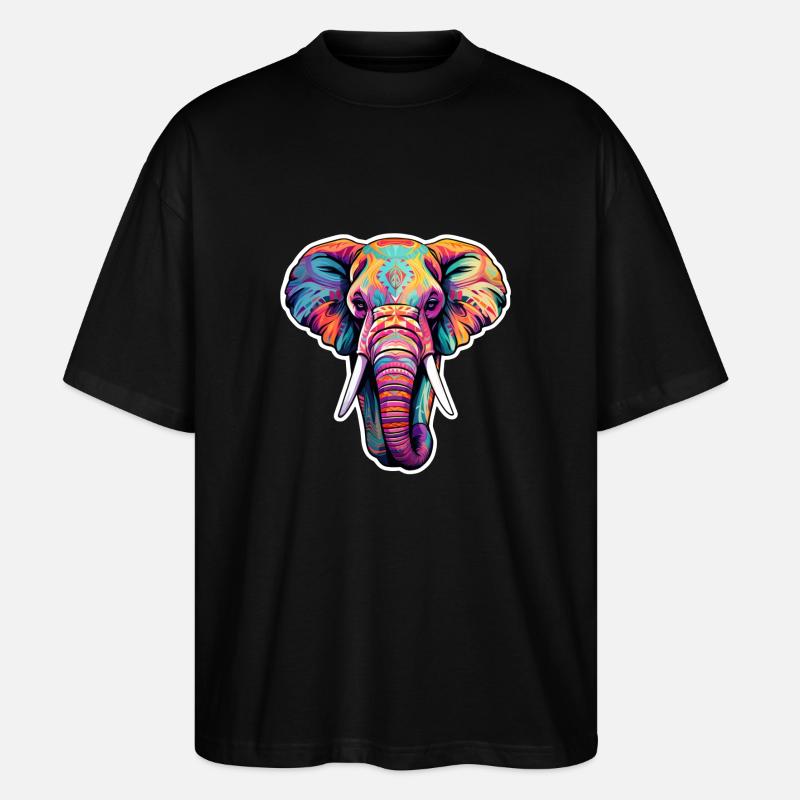 Elefant psychedelisch - Stanley/Stella Oversized Unisex Bio T-Shirt Blaster 2.0 - Schwarz