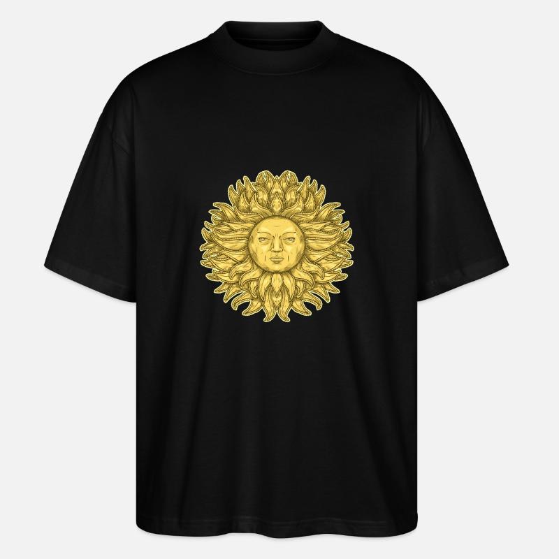 Great Sun with Face - Stanley/Stella Oversized Unisex Organic T-shirt Blaster 2.0 - black