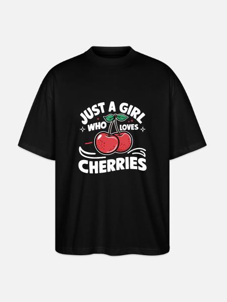 Cherries Cherries Fruits Food - Stanley/Stella Oversized Unisex Organic T-shirt Blaster 2.0 - black