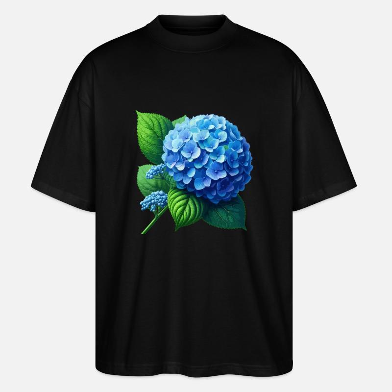 Hydrangea blue - Stanley/Stella Oversized Unisex Organic T-shirt Blaster 2.0 - black