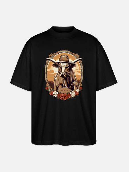 Texas Bullenreiter - Stanley/Stella Oversized Unisex Bio T-Shirt Blaster 2.0 - Schwarz