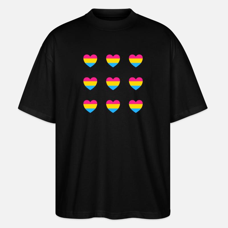 Drapeau Pan Coeurs - T-shirt bio Blaster 2.0 coupe oversize Stanley/Stella Unisexe - noir