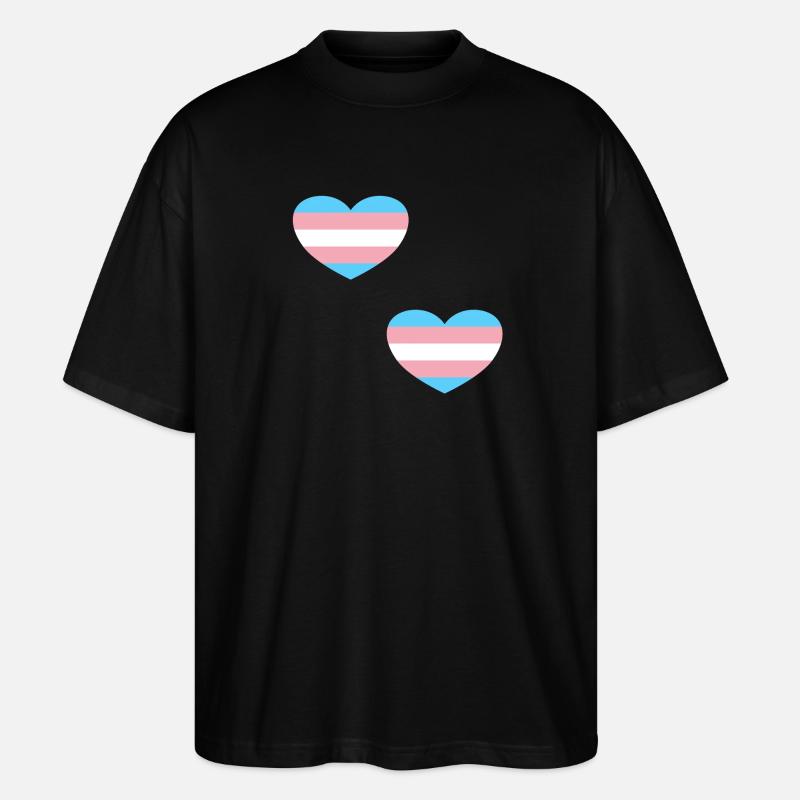 Trans Flagge Herzen - Stanley/Stella Oversized Unisex Bio T-Shirt Blaster 2.0 - Schwarz