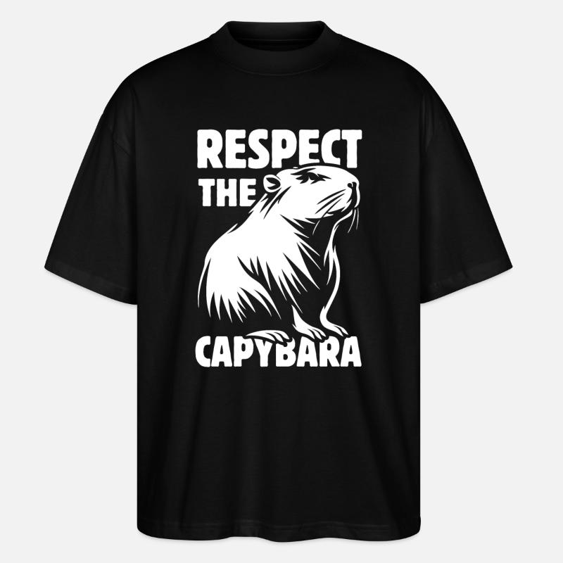 Respect The Capybara - Spruch - Stanley/Stella Oversized Unisex Organic T-shirt Blaster 2.0 - black