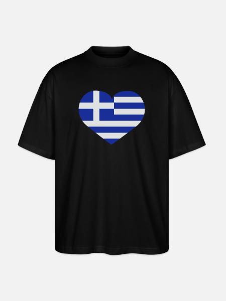 Griechenland Herzflagge - Stanley/Stella Oversized Unisex Bio T-Shirt Blaster 2.0 - Schwarz