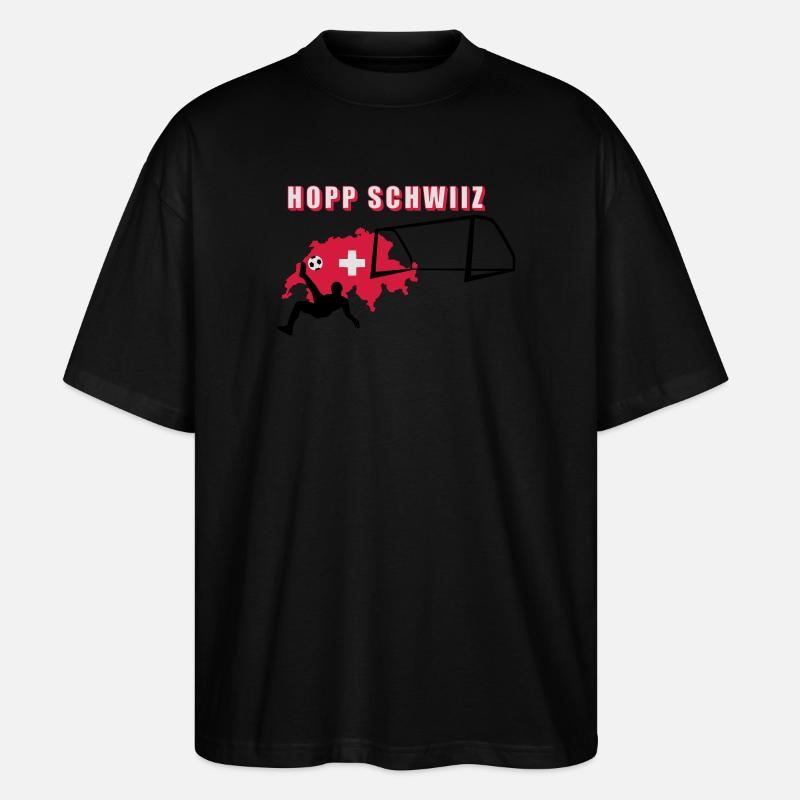 Hopp Schwiiz - Stanley/Stella Oversized Unisex Bio T-Shirt Blaster 2.0 - Schwarz