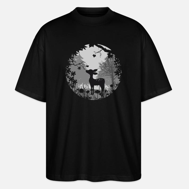 un faon avec un papillon - T-shirt bio Blaster 2.0 coupe oversize Stanley/Stella Unisexe - noir
