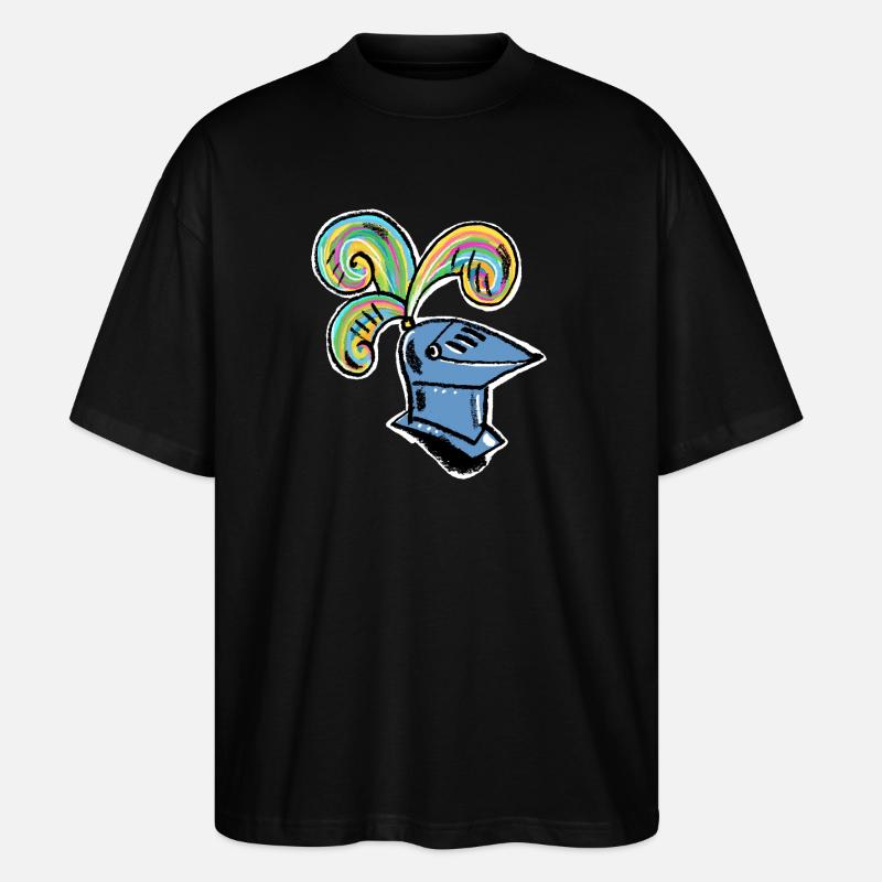 Regenbogen Ritterhelm - Stanley/Stella Oversized Unisex Bio T-Shirt Blaster 2.0 - Schwarz