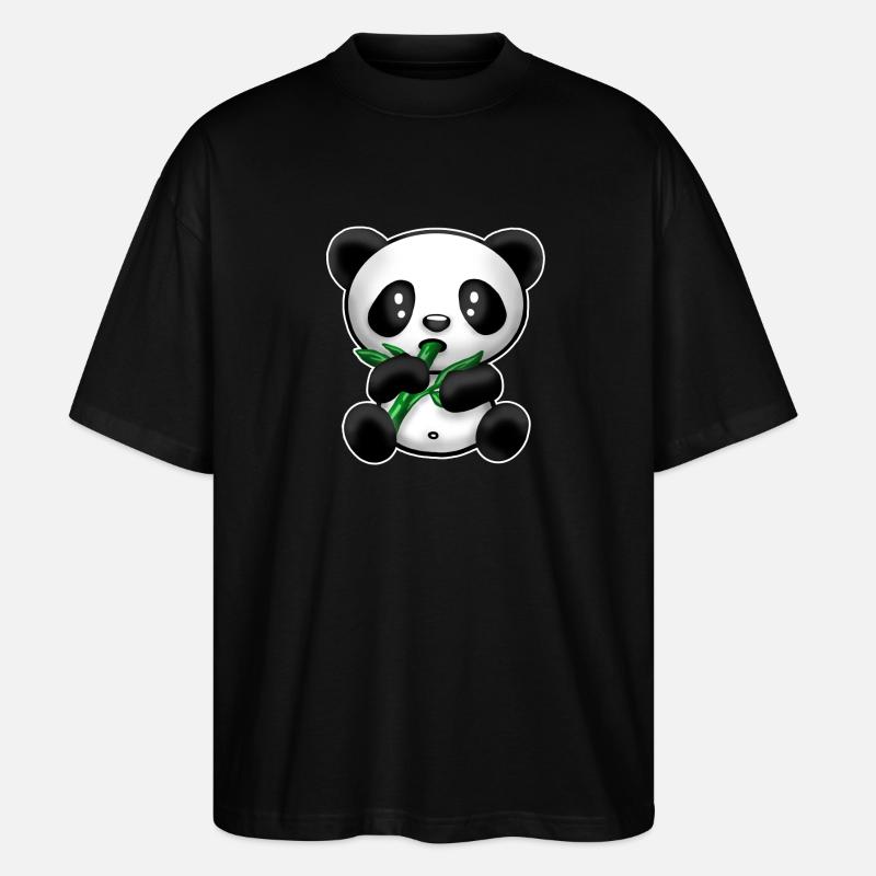 Panda with bamboo - Stanley/Stella Oversized Unisex Organic T-shirt Blaster 2.0 - black