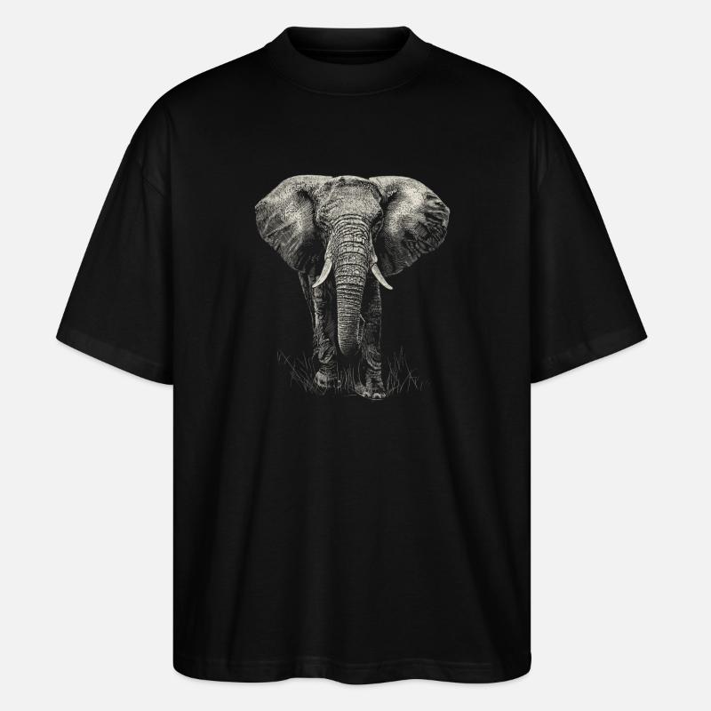 Elefant - Stanley/Stella Oversized Unisex Bio T-Shirt Blaster 2.0 - Schwarz